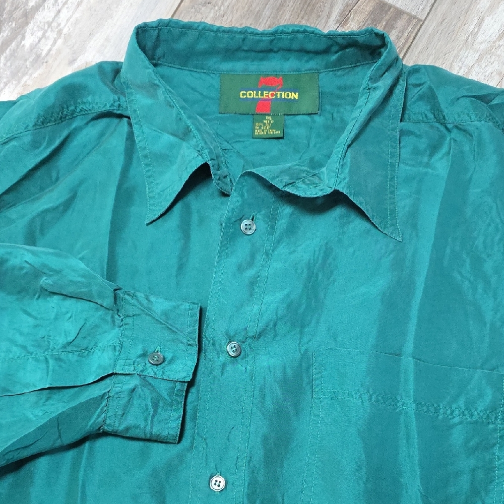 Collection 7 | Vintage 90's 100% Silk Button-down Longsleeve Shirt Sz XXL